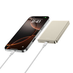 Wiwu P15 LED Işık Göstergeli Ultra İnce PD 20W Kablosuz Powerbank 5000mAh 15W Titanyum