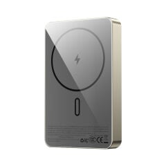 Wiwu P15-1 LED Işık Göstergeli Ultra İnce PD 20W Kablosuz Powerbank 10000mAh 15W Titanyum