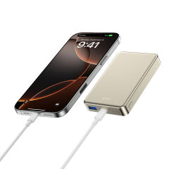 Wiwu P15-1 LED Işık Göstergeli Ultra İnce PD 20W Kablosuz Powerbank 10000mAh 15W Titanyum