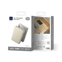 Wiwu P15-1 LED Işık Göstergeli Ultra İnce PD 20W Kablosuz Powerbank 10000mAh 15W Titanyum
