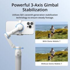 DJI Osmo Mobile 7 | Entegre tripod, ultra hafif, rahat tutuş, ActiveTrack, ShotGuides, tek dokunuşla düzenleme, 10 saat çalışma süresi