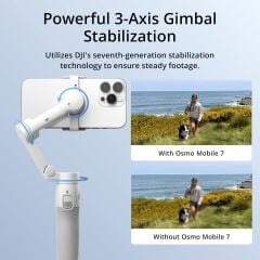 DJI Osmo Mobile 7 | Entegre tripod, ultra hafif, rahat tutuş, ActiveTrack, ShotGuides, tek dokunuşla düzenleme, 10 saat çalışma süresi