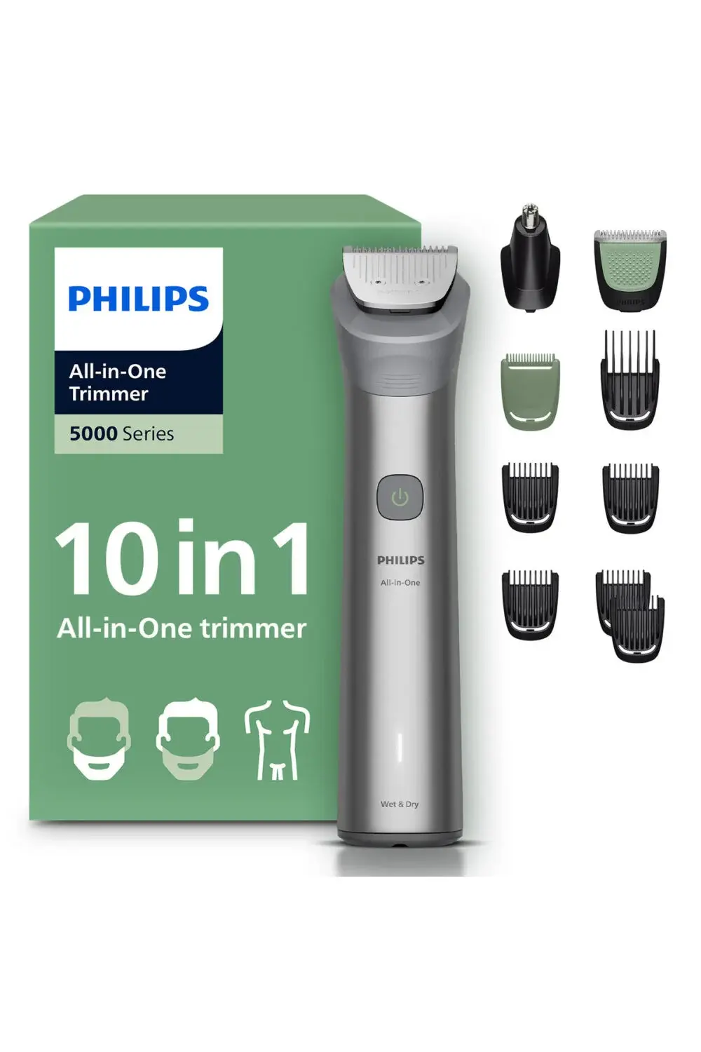 Philips 5000 Serisi 10in1, Erkek Bakım Seti, Yüz/Saç/Vücut Tıraş Makinesi, Islak /Kuru Kullanım, MG5922/15