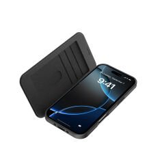 Apple iPhone 17 Air Kılıf M-Safe Şarj Özellikli Raptic Air Folio Şeffaf Kartlıklı Kapaklı Kılıf