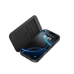 Apple iPhone 17 Kılıf M-Safe Şarj Özellikli Raptic Air Folio Şeffaf Kartlıklı Kapaklı Kılıf