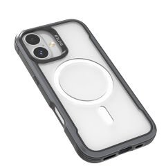 Apple iPhone 17 Kılıf M-safe Şarj Özellikli Airbagli Raptic Shield Serisi Şeffaf Arka Yüzey Kılıf Siyah