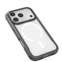 Apple iPhone 17 Pro Kılıf M-safe Şarj Özellikli Airbagli Raptic Shield Serisi Şeffaf Arka Yüzey Kılıf Siyah