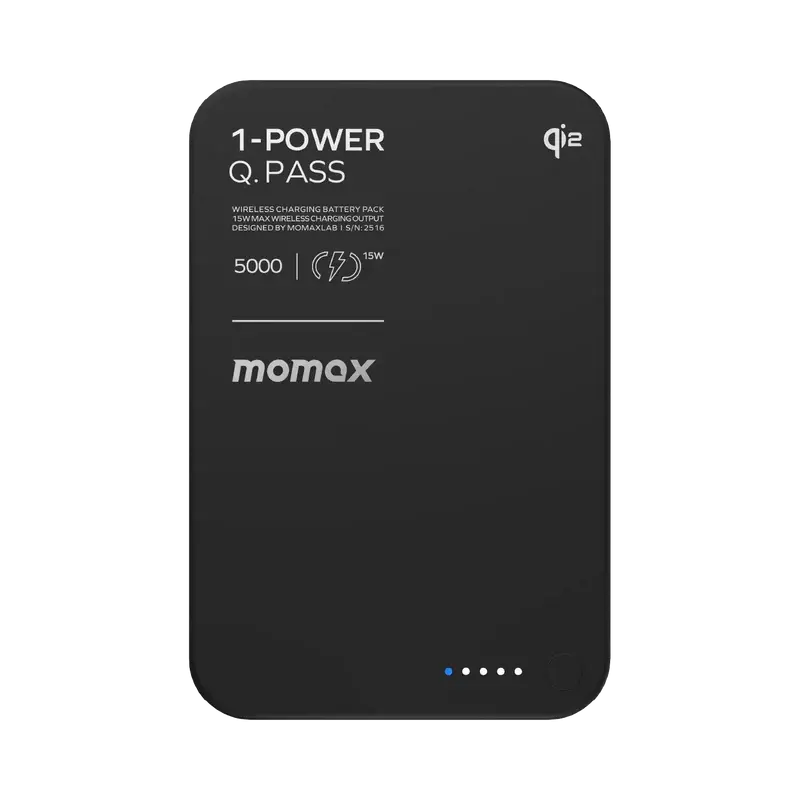 1-Power Q.Pass Qi2 Magnetic Wireless Power Bank 5000mAh Siyah