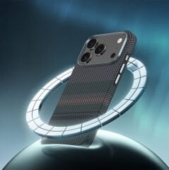 Apple iPhone 17 Pro Max Kılıf M-safe Şarj Özellikli Karbon Fiber Tasarımlı Benks Aurora ArmorPro Kevlar Kılıf