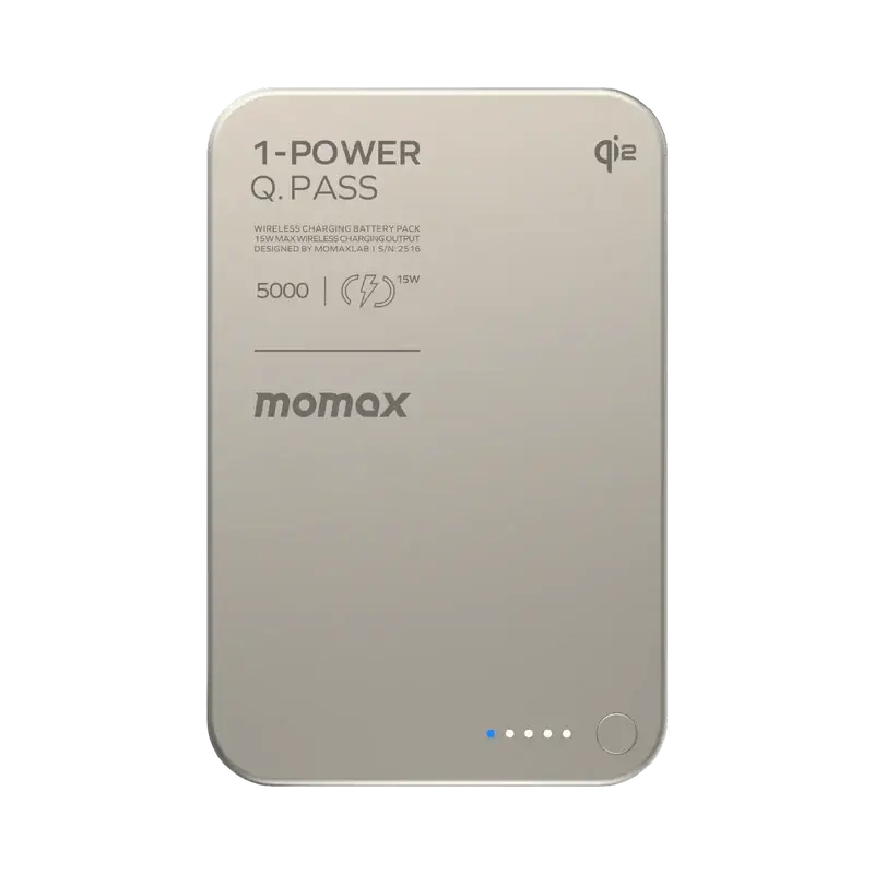 1-Power Q.Pass Qi2 Magnetic Wireless Power Bank 5000mAh Titanyum