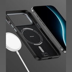 Apple iPhone 17 Kılıf Karbon Fiber M-safe Şarj Özellikli Benks Hybrid ArmorPro 600D Kevlar Kılıf