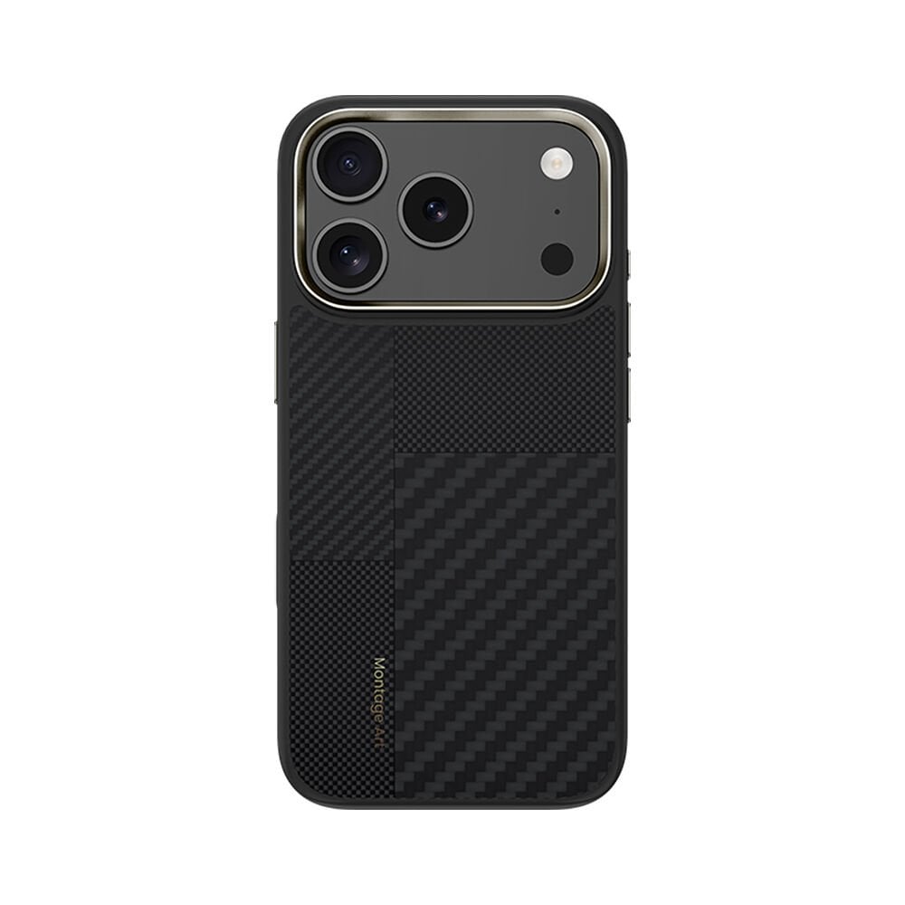 Apple iPhone 17 Pro Kılıf M-safe Şarj Özellikli Karbon Fiber Benks Montage Hybrid ArmorPro Kevlar Kılıf