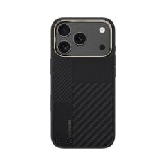 Apple iPhone 17 Pro Kılıf M-safe Şarj Özellikli Karbon Fiber Benks Montage Hybrid ArmorPro Kevlar Kılıf