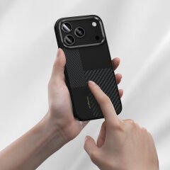 Apple iPhone 17 Pro Kılıf M-safe Şarj Özellikli Karbon Fiber Benks Montage Hybrid ArmorPro Kevlar Kılıf