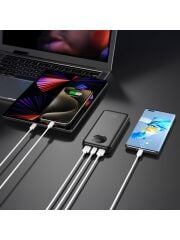 Juo 10000MAH 22.5W Dijital LED Ekranlı Taşınabilir Hızlı Şarj Cihazı Powerbank Siyah
