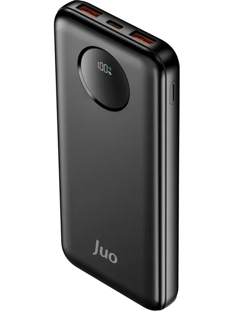 Juo 10000MAH 22.5W Dijital LED Ekranlı Taşınabilir Hızlı Şarj Cihazı Powerbank Siyah