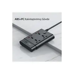 Yesido MC08 10in1 6 Adet Usb ve 4 Adet Priz Dönüştürücü 1.8M - Siyah