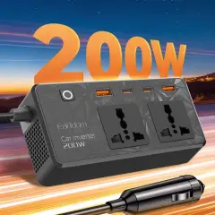 Earldom 200W Araç Güç İnvertörü 12V DC - 220V AC | 2 AC Priz + 2 USB-C PD + 2 USB-A