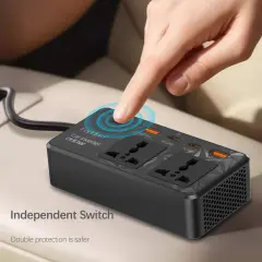 Earldom 200W Araç Güç İnvertörü 12V DC - 220V AC | 2 AC Priz + 2 USB-C PD + 2 USB-A