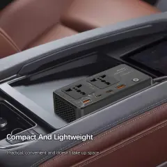 Earldom 200W Araç Güç İnvertörü 12V DC - 220V AC | 2 AC Priz + 2 USB-C PD + 2 USB-A