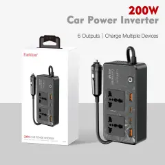 Earldom 200W Araç Güç İnvertörü 12V DC - 220V AC | 2 AC Priz + 2 USB-C PD + 2 USB-A