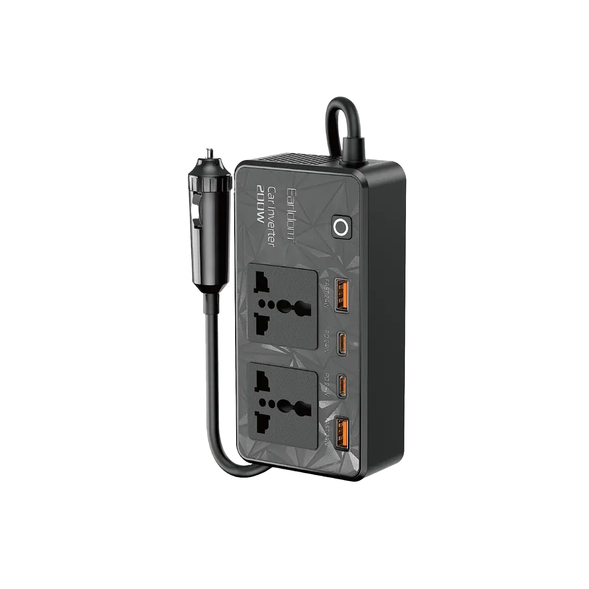 Earldom 200W Araç Güç İnvertörü 12V DC - 220V AC | 2 AC Priz + 2 USB-C PD + 2 USB-A