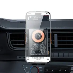 Recci RHO-C38 Mars Serisi M-safe Şarj Özellikli Mavi Işık Göstergeli Araç Telefon Tutucu Siyah