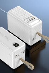 Powerway TRAFO120 Siyah 120.000 Mah PD 22.5W Dahili Kablolu Hızlı Şarj Işıklı Powerbank Beyaz 