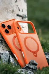 Torras Apple iPhone 17 Pro Max O Stand Spin Serisi Magsafe Kılıf Turuncu