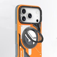 Apple iPhone 17 Pro Max Kılıf M-safe Şarj Özellikli Youngkit Starship Serisi Kılıf Turuncu