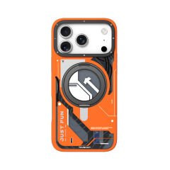 Apple iPhone 17 Pro Max Kılıf M-safe Şarj Özellikli Youngkit Starship Serisi Kılıf Turuncu