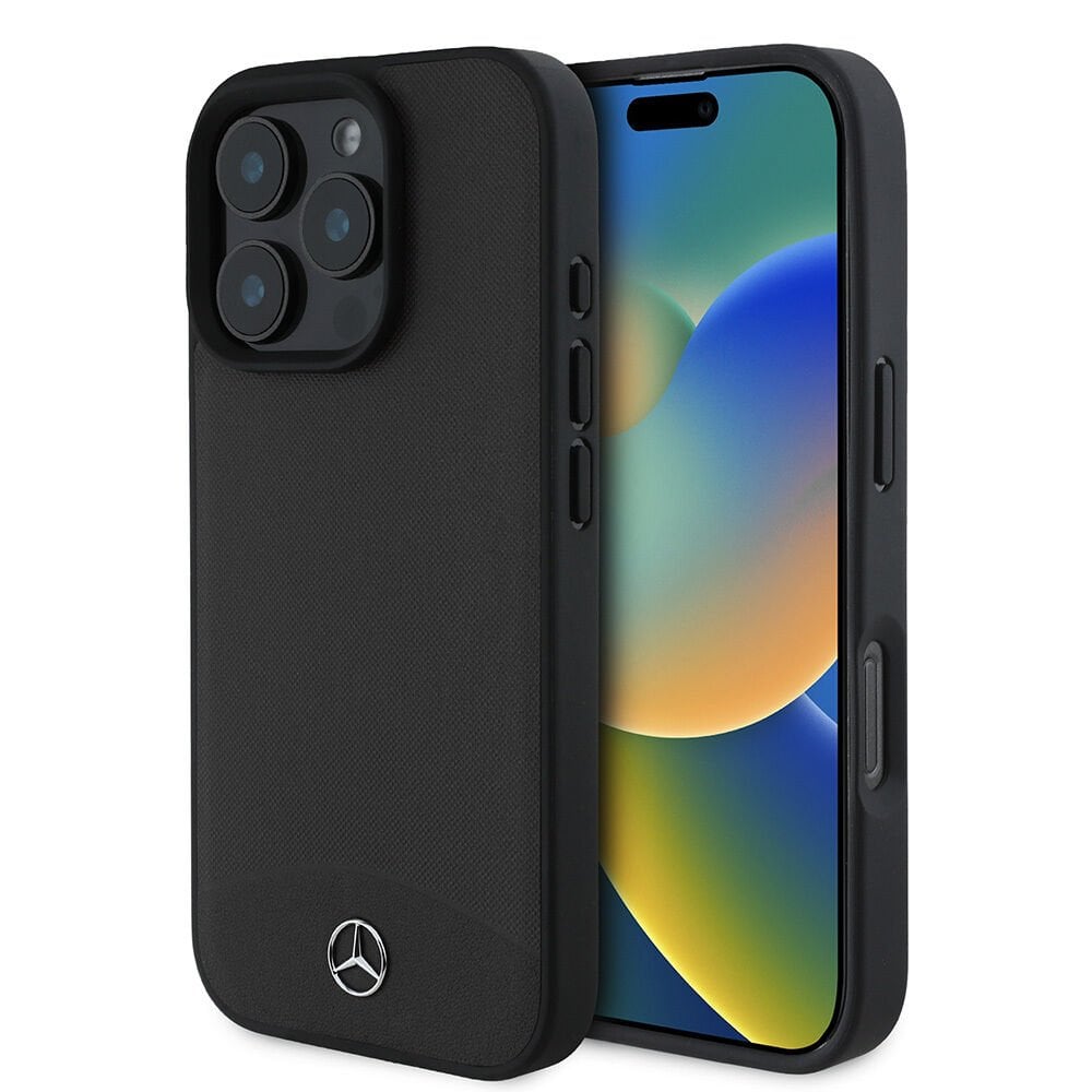 Apple iPhone 16 Pro Max Kılıf Mercedes Benz Orjinal Lisanslı M-safe Şarj Özellikli Dokulu ve Düz Deri Kılıf - Siyah