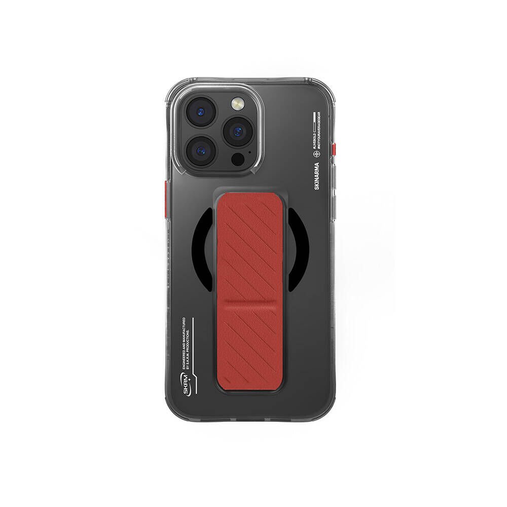 Apple iPhone 16 Pro Max Kılıf M-safe Şarj Özellikli Teknoloji Desenli Standlı Skinarma Axon Kılıf Siyah