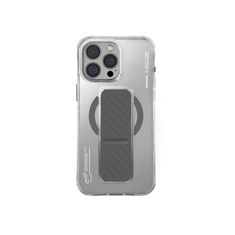 Apple iPhone 16 Pro Max Kılıf M-safe Şarj Özellikli Teknoloji Desenli Standlı Skinarma Axon Kılıf Titanyum