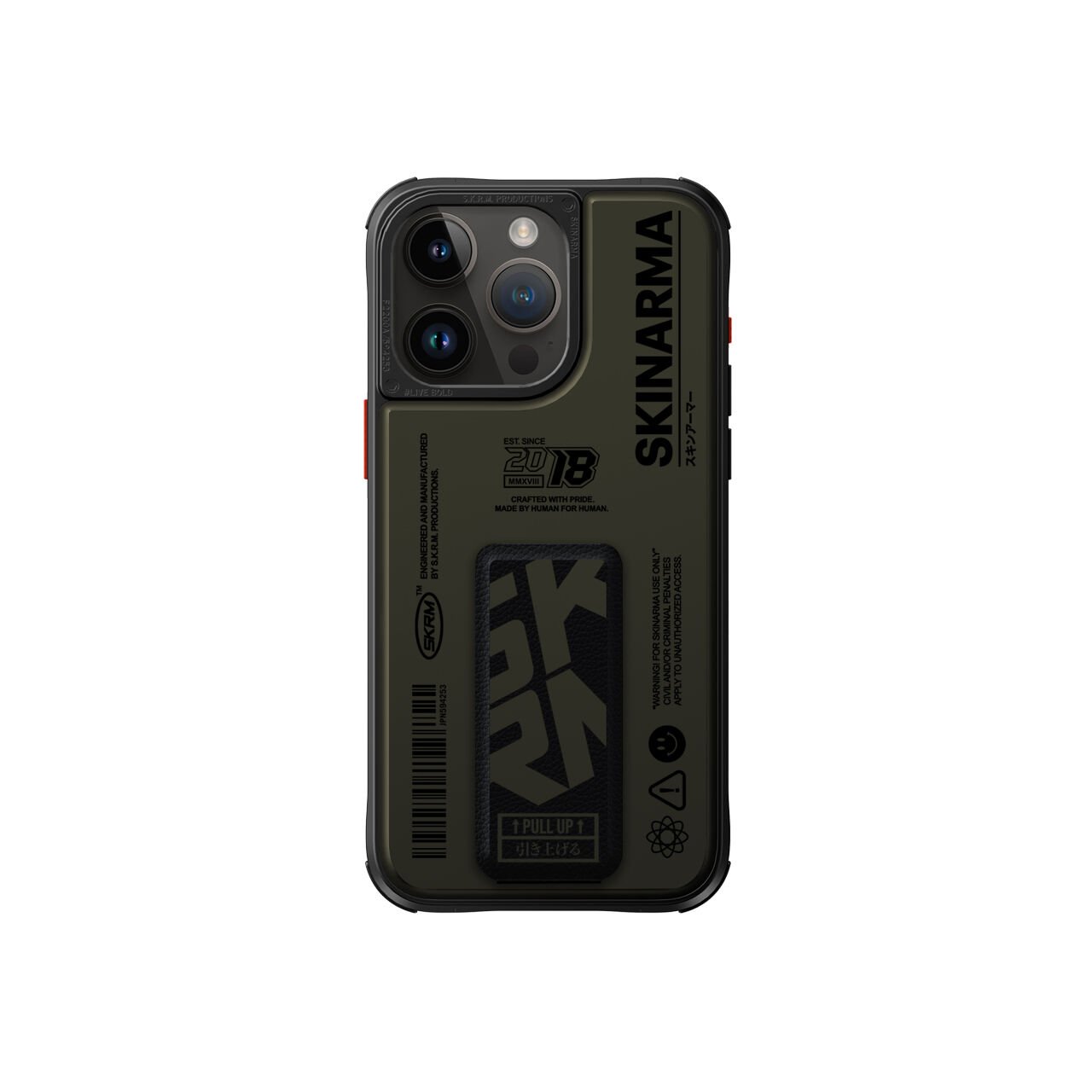 Apple iPhone 15 Pro Kılıf SkinArma Desenli Airbag Tasarımlı Standlı Spunk Kılıf Koyu Yeşil