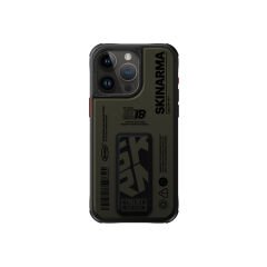 Apple iPhone 15 Pro Kılıf SkinArma Desenli Airbag Tasarımlı Standlı Spunk Kılıf Koyu Yeşil