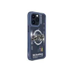 Apple iPhone 15 Pro Max Kılıf M-safe Şarj Özellikli Yazı Desenli SkinArma Bolt Kılıf Mavi