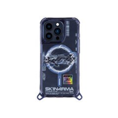 Apple iPhone 15 Pro Max Kılıf M-safe Şarj Özellikli Yazı Desenli SkinArma Bolt Kılıf Mavi