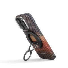 Apple iPhone 16 Pro Max Kılıf M-safe Şarj Özellikli Grip 3 Standlı Aramid Fiber Pitaka Tactile Woven Sunset-Moonrise Serisi Sunset Kılıf
