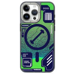Apple iPhone 15 Pro Kılıf M-safe Şarj Özellikli YoungKit Galaxy Serisi Kılıf Yeşil