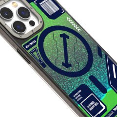 Apple iPhone 15 Pro Kılıf M-safe Şarj Özellikli YoungKit Galaxy Serisi Kılıf Yeşil