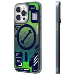 Apple iPhone 15 Pro Kılıf M-safe Şarj Özellikli YoungKit Galaxy Serisi Kılıf Yeşil