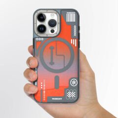 Apple iPhone 15 Pro Kılıf M-safe Şarj Özellikli YoungKit Galaxy Serisi Kılıf Turuncu