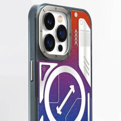 Apple iPhone 15 Pro Max Kılıf M-safe Şarj Özellikli YoungKit Galaxy Serisi Kılıf Mavi 