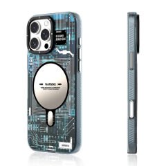 Apple iPhone 16 Pro Kılıf M-safe Şarj Özellikli Youngkit Technology Serisi Kılıf Mavi 