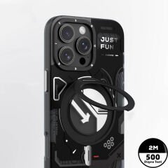 Apple iPhone 16 Pro Kılıf M-safe Şarj Özellikli Youngkit 360° Standlı Starship Serisi Kılıf Siyah