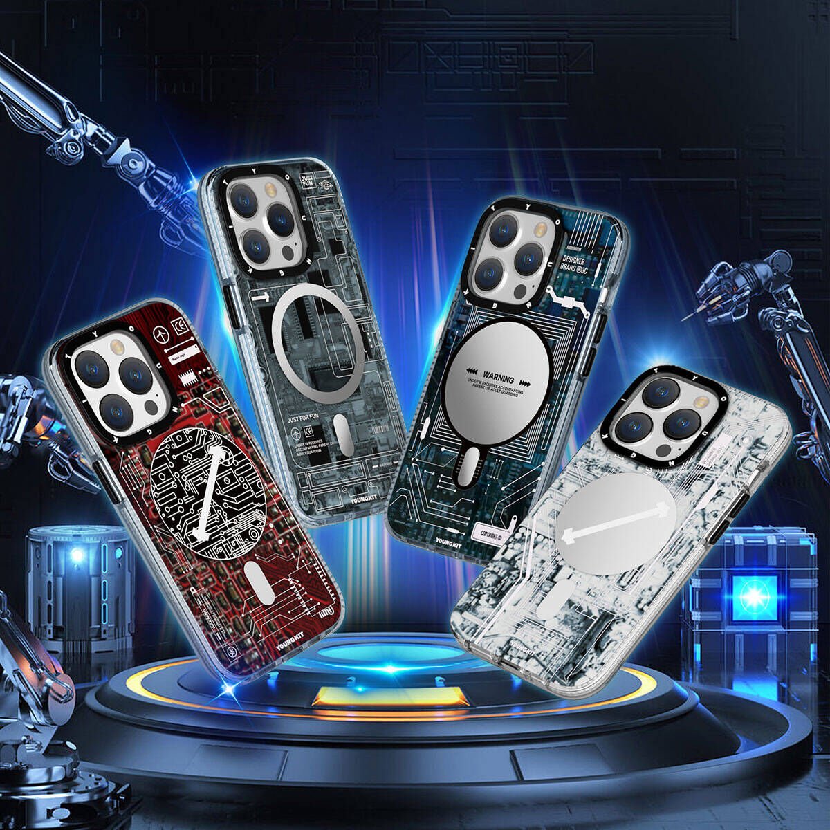 Apple iPhone 15 Plus Kılıf M-safe Şarj Özellikli YoungKit Technology Serisi Kılıf