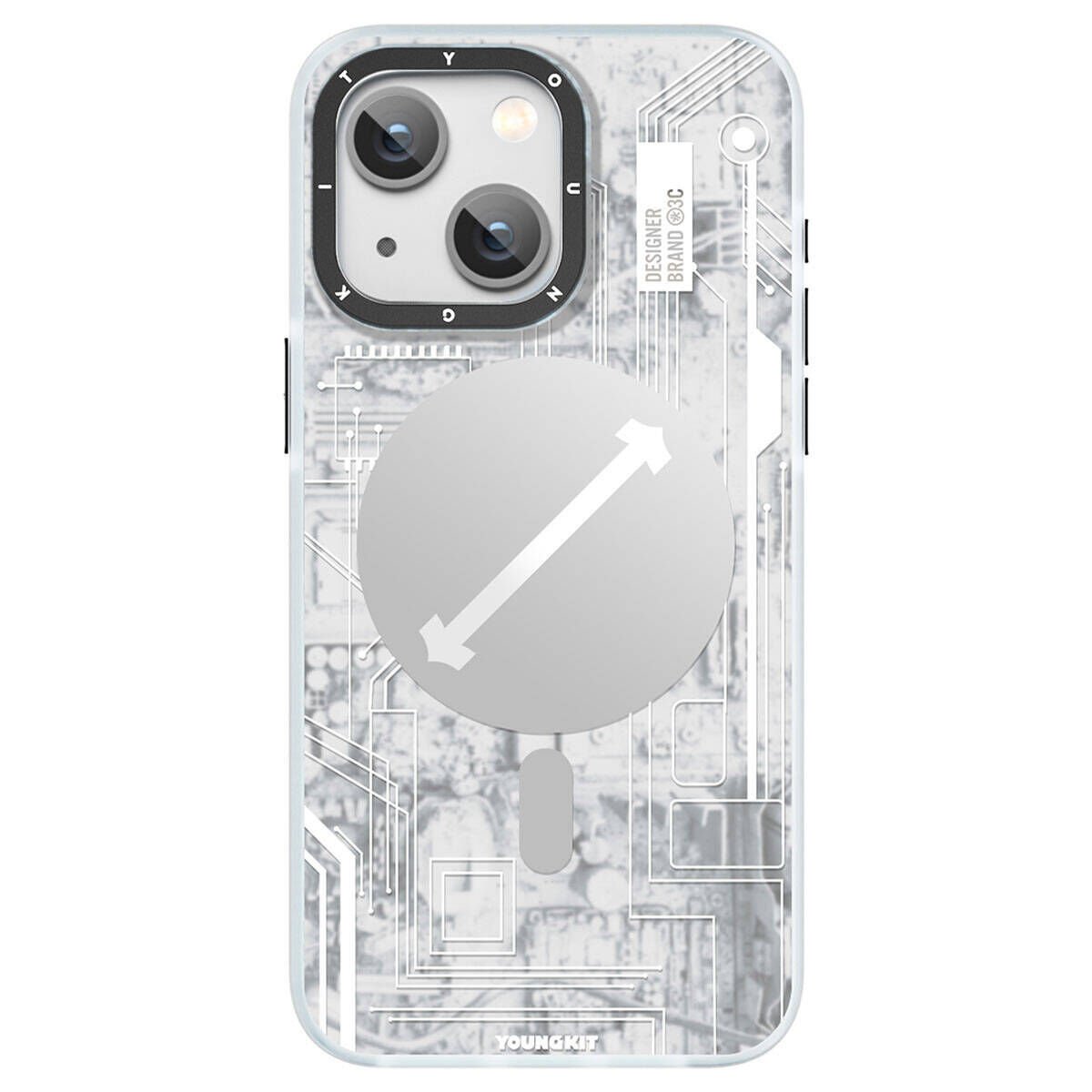 Apple iPhone 15 Plus Kılıf M-safe Şarj Özellikli YoungKit Technology Serisi Kılıf Beyaz 