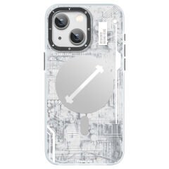 Apple iPhone 15 Plus Kılıf M-safe Şarj Özellikli YoungKit Technology Serisi Kılıf Beyaz 