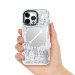 Apple iPhone 15 Plus Kılıf M-safe Şarj Özellikli YoungKit Technology Serisi Kılıf Beyaz 